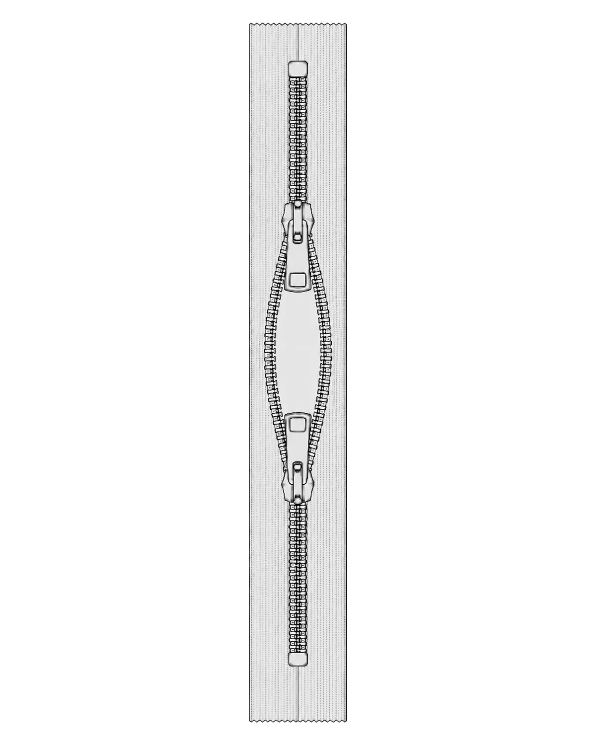 Two-slider closed-end zipper, O type