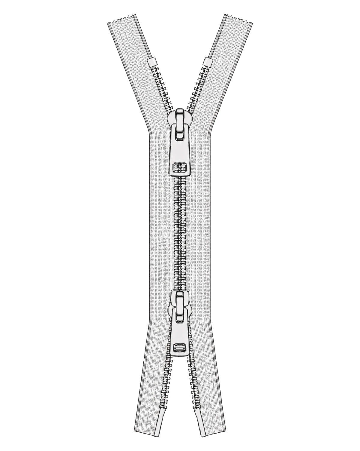 Two-slider open-end comby zipper
